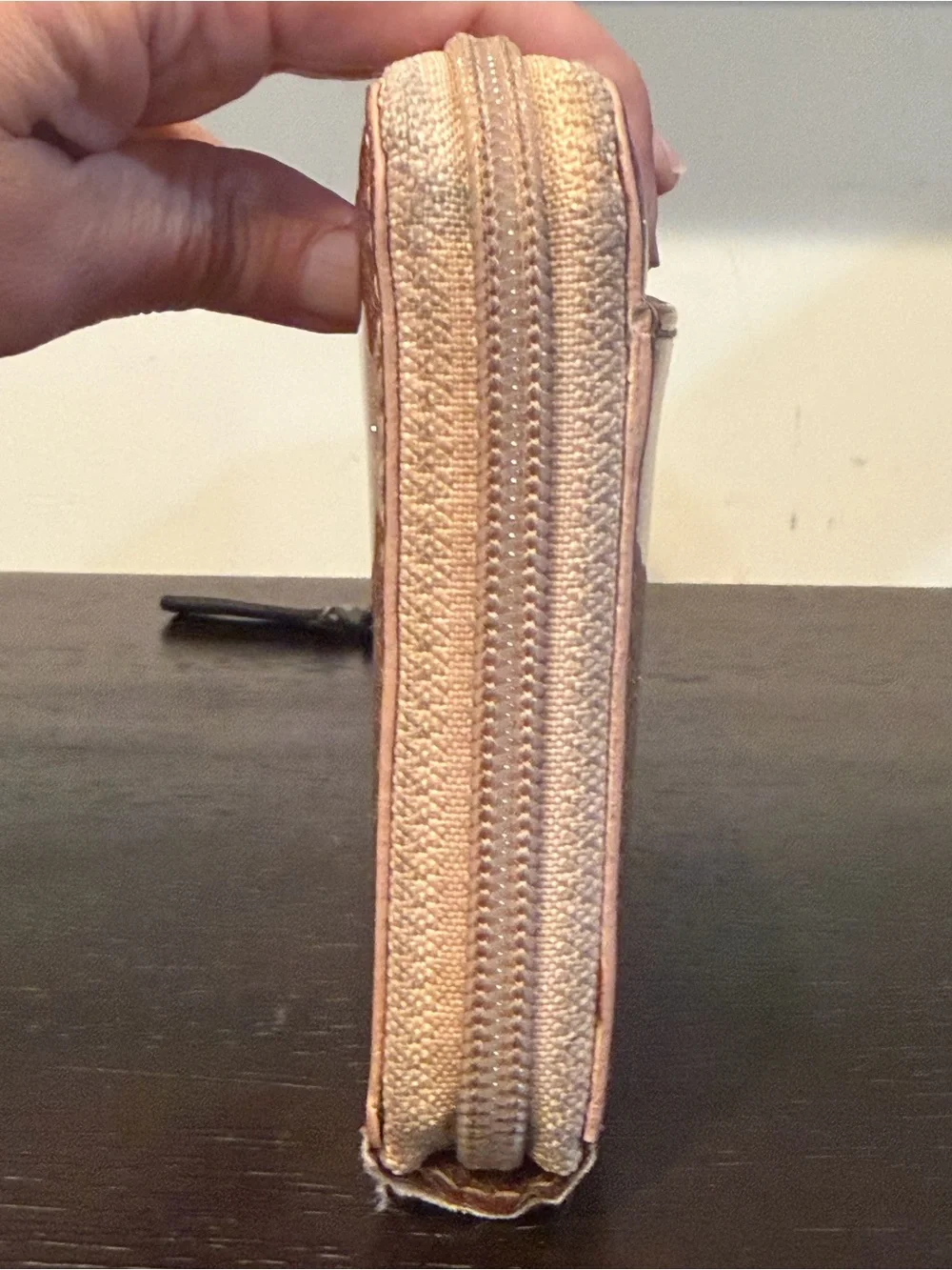kate spade Rose Gold Glitter Zip Wallet
